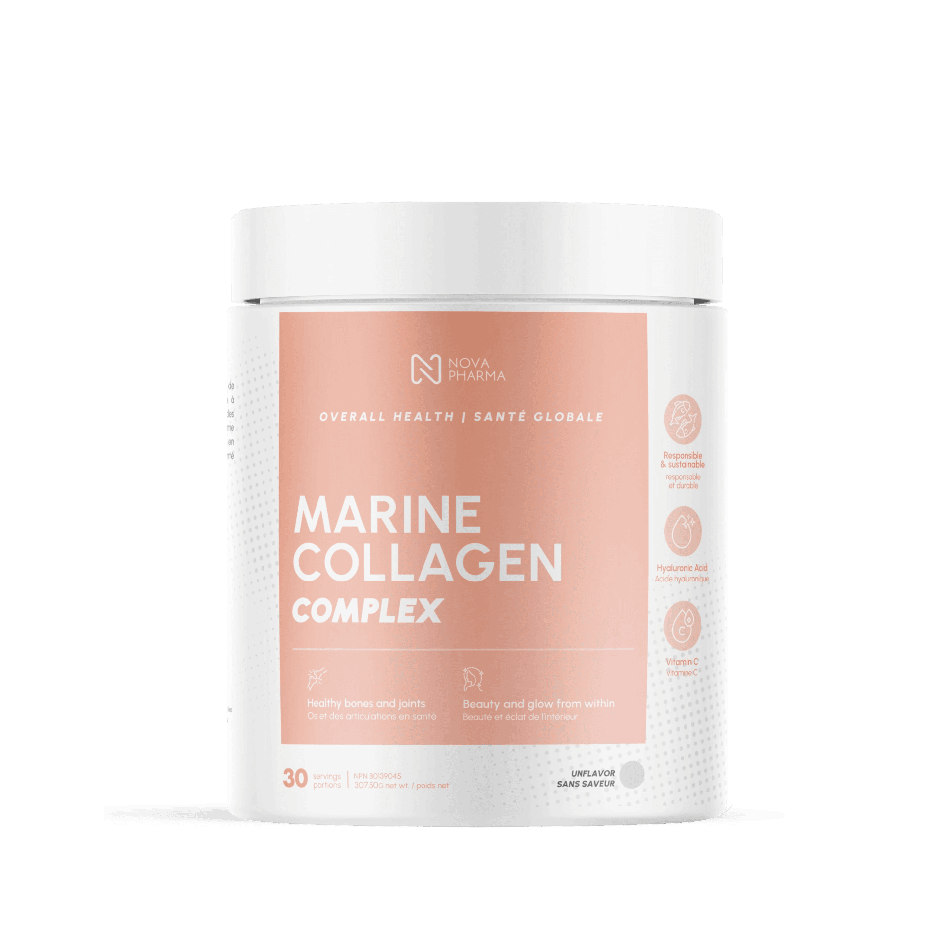 Collagène marin Complex avec Acide Hyaluronique, Vitamine C et Biotine - 30 portions